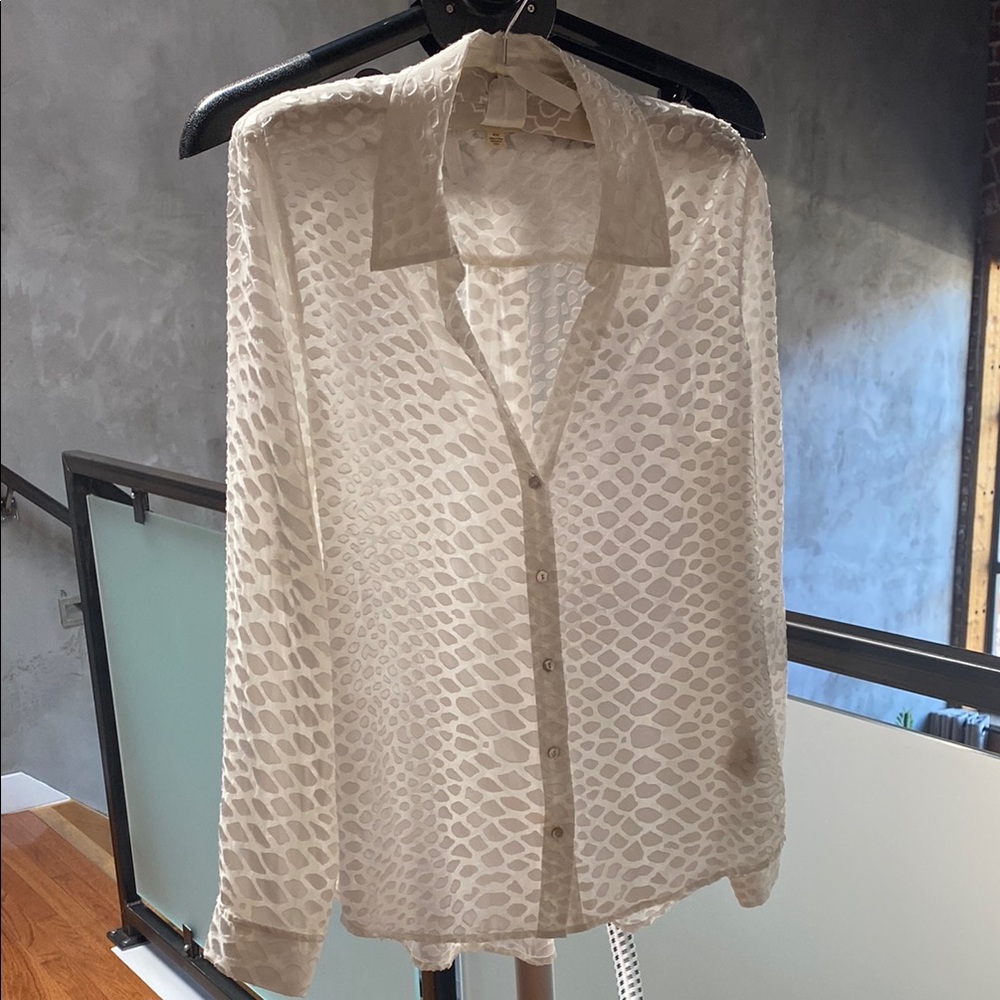 L’Agence Pearl White Sheer Blouse